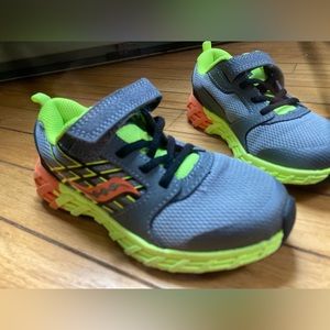 Size 11 saucony boys sneakers. Lime green/yellow, orange details with grey